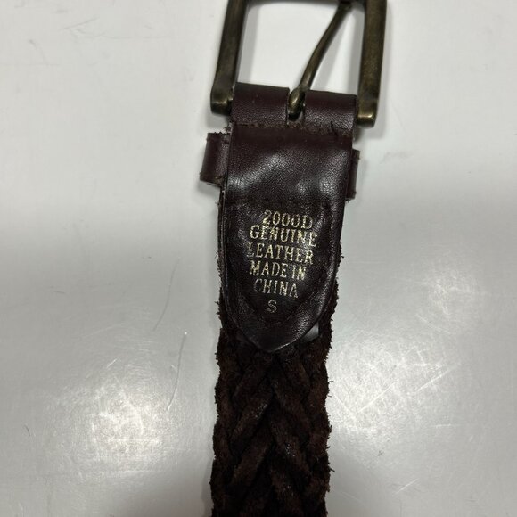 Vtg 2000D Women Braided Genuine Leather Belt Brown Brass Buckle Sz S - Picture 8 of 9